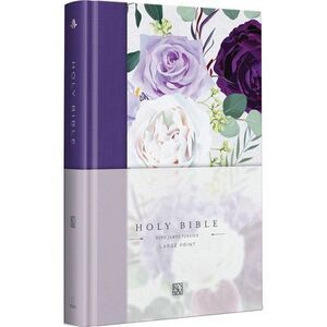 KJV Holy Bible, Large Print Medium Format, Purple Cloth Hardcover with Floral De